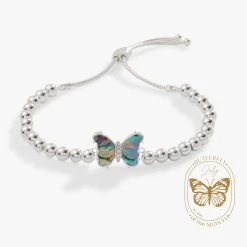 Carved Abalone Butterfly Tennis Bolo Bracelet