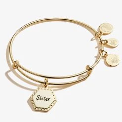 Sister, 'Woven Together' Charm Bangle 10 Sister, 'Woven Together' Charm Bangle -Alex And Ani Bracelets Shop A20BILY05SAG FRONT