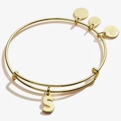 Initial S Charm Bangle 8 Initial S Charm Bangle -Alex And Ani Bracelets Shop A20EBINT19SG FRONT