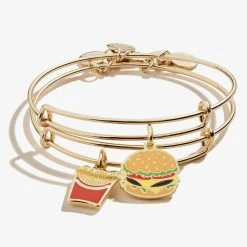 Hamburger + Fry Charm Bangles, Set Of 2