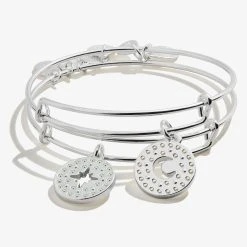 Best Friends Moon + Star Charm Bangle, Set Of 2