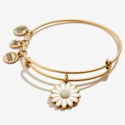 Daisy Charm Bangle Bracelet -Alex And Ani Bracelets Shop A21EBDASRG FRONT