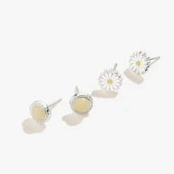 Daisy + Pineapple Jasper Stud Earrings, Set Of 2