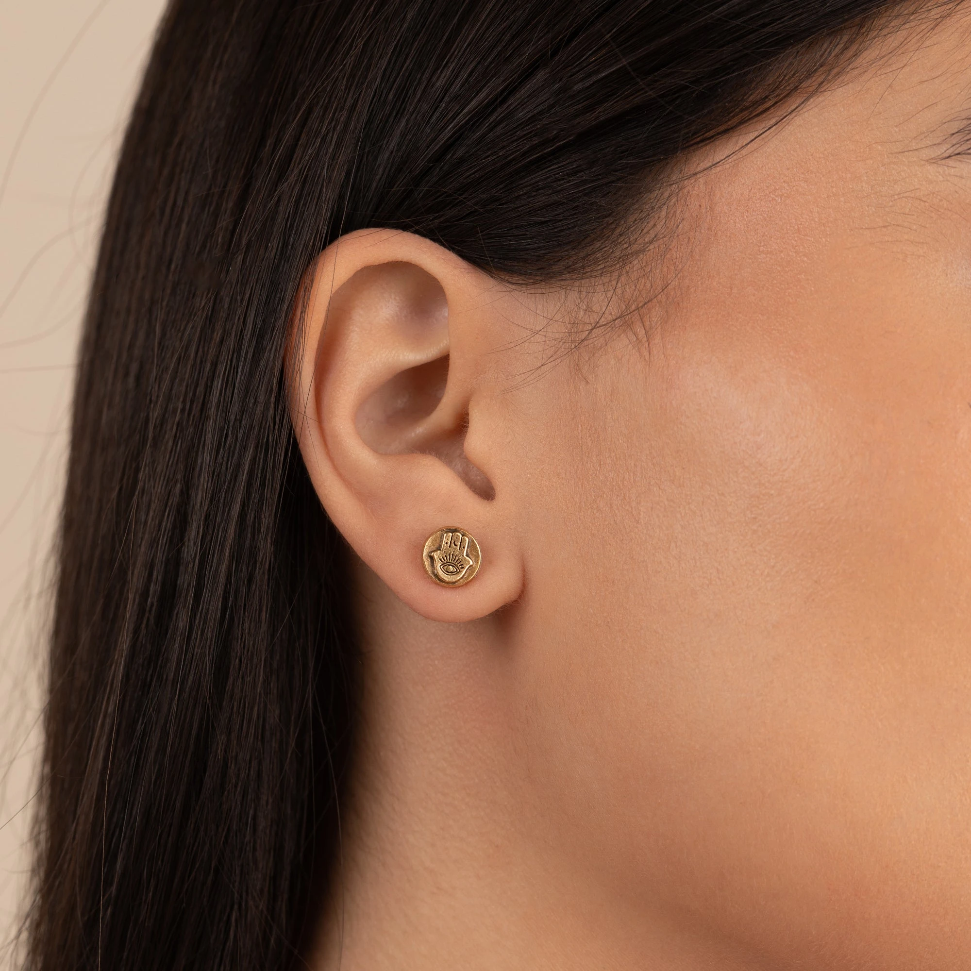 Hamsa Circle Stud Earrings 6 Hamsa Circle Stud Earrings - Image 4