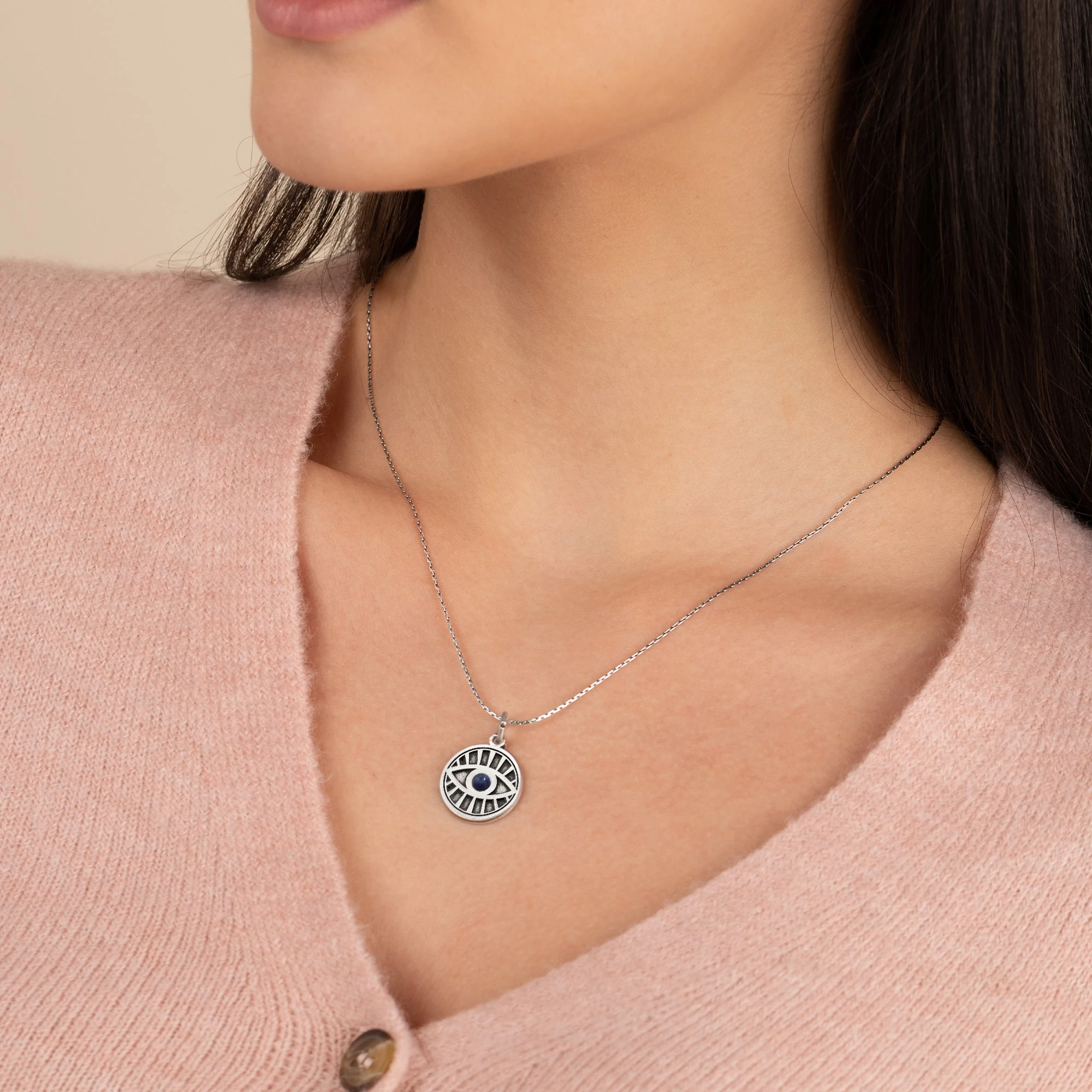 Evil Eye Necklace, Sodalite Gemstone 6 Evil Eye Necklace, Sodalite Gemstone - Image 4