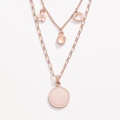 Engravable Joy + Love Multi-Charm Layered Necklace