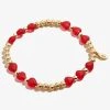 Crystal Heart Stretch Bracelet, Red -Alex And Ani Bracelets Shop A21STVDY04SG FRONT