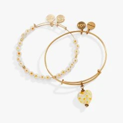 Daisy Heart Charm Bangle Bracelet, Set Of 2 -Alex And Ani Bracelets Shop AA746123SG5 1