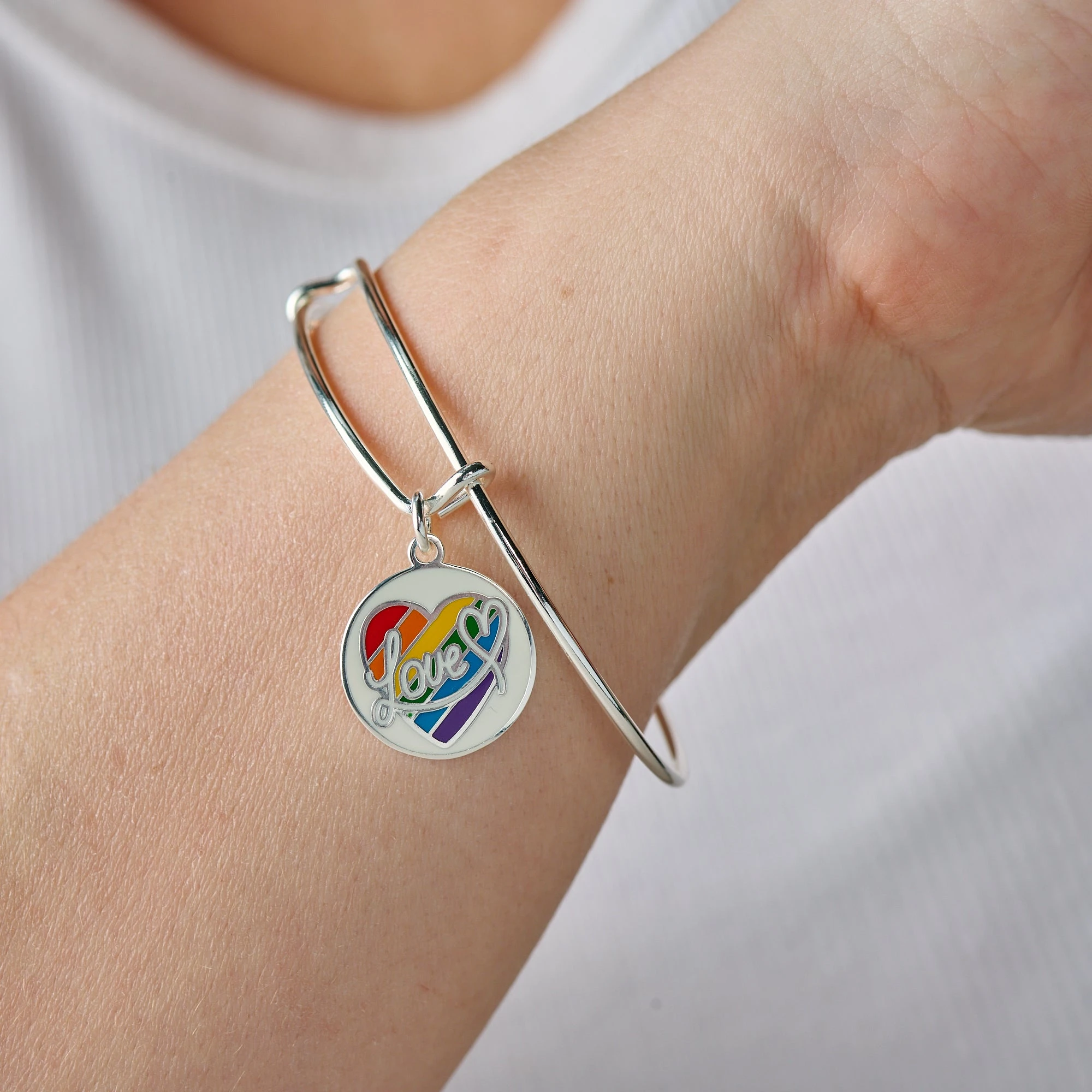 LOVE Rainbow Heart Charm Bangle 4 LOVE Rainbow Heart Charm Bangle - Image 2