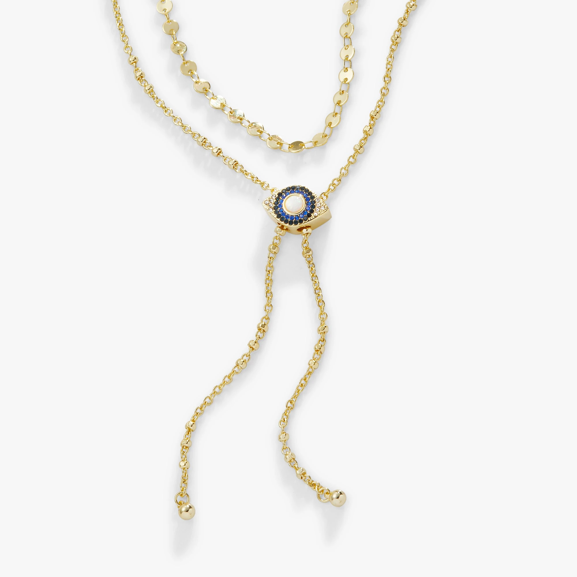 Evil Eye Layered Bolo Necklace 3 Evil Eye Layered Bolo Necklace