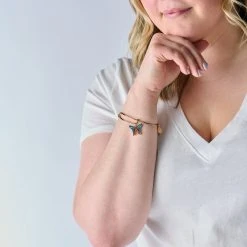 Chrysiridia Rhipheus Butterfly Charm Bangle -Alex And Ani Bracelets Shop AA761823SG on model 2