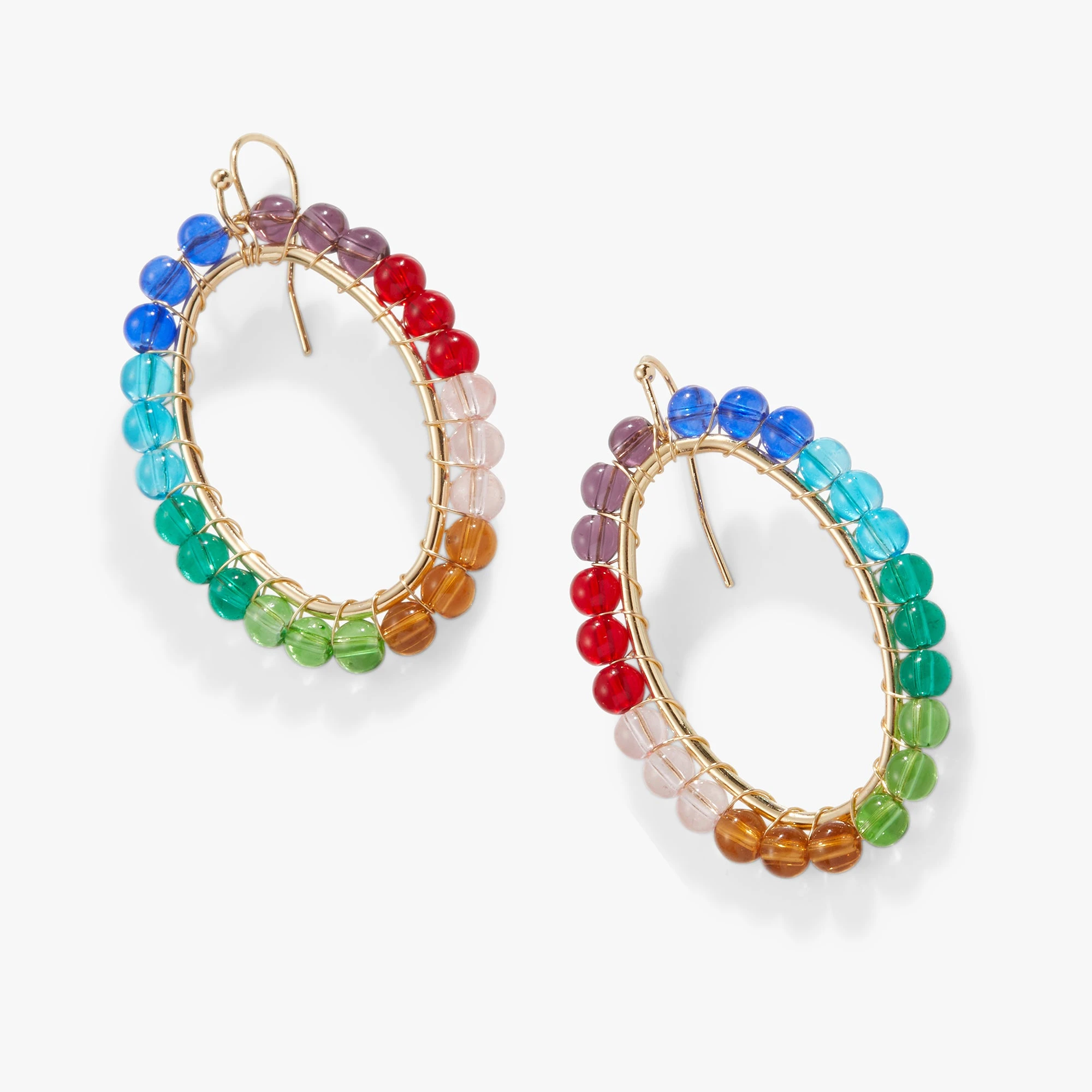 Rainbow Beaded Hoop Earrings 4 Rainbow Beaded Hoop Earrings - Image 2