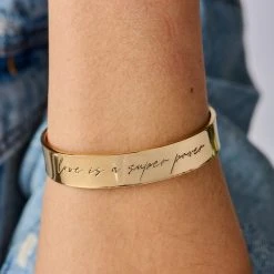 Love Is A Superpower Cuff Bracelet -Alex And Ani Bracelets Shop AA770423SG on model