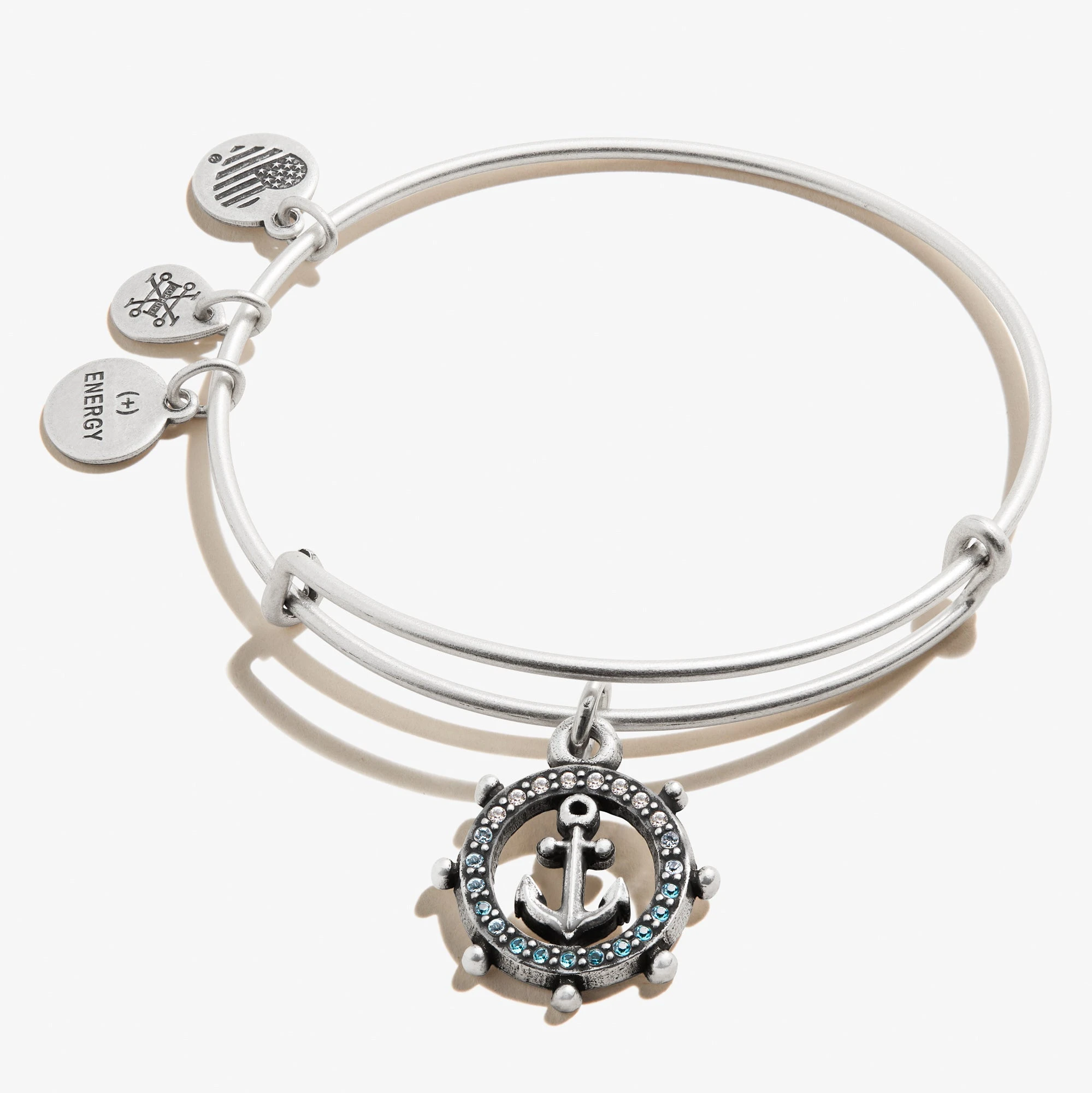 Anchor Charm Bangle, Crystal Infusion 3 Anchor Charm Bangle, Crystal Infusion