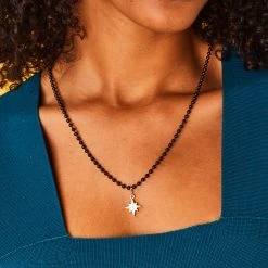 Ball Chain Necklace, Black -Alex And Ani Bracelets Shop Ball Chain Necklace Black model A21BLKNKCB