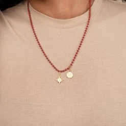 Ball Chain Necklace, Red -Alex And Ani Bracelets Shop Ball Chain Necklace Red Model 2 A21REDNKCR