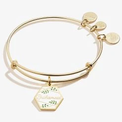 'Bridesmaid' Charm Bangle -Alex And Ani Bracelets Shop Bridesmaid Charm Bangle Gold Front A21EBBMSG