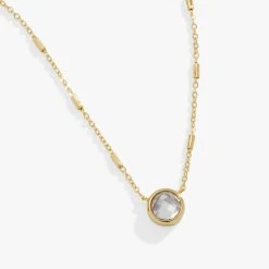 Crystal Bezel Adjustable Chain Necklace 12 Crystal Bezel Adjustable Chain Necklace -Alex And Ani Bracelets Shop Crystal Bezel Adjustable Chain Necklace front AA763223SG