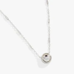 Crystal Bezel Adjustable Chain Necklace 10 Crystal Bezel Adjustable Chain Necklace -Alex And Ani Bracelets Shop Crystal Bezel Adjustable Chain Necklace front AA763223SS