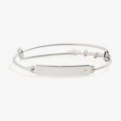 Engravable Inline Bar Bangle With Crystal Accent