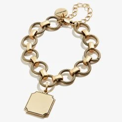 Engravable Square Charm Chunky Chain Bracelet 13 Engravable Square Charm Chunky Chain Bracelet -Alex And Ani Bracelets Shop EN21EBCHNRG FRONT