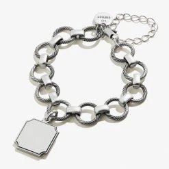 Engravable Square Charm Chunky Chain Bracelet 10 Engravable Square Charm Chunky Chain Bracelet -Alex And Ani Bracelets Shop EN21EBCHNRS FRONT