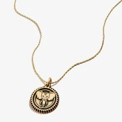 Elephant Embossed Charm Necklace 12 Elephant Embossed Charm Necklace -Alex And Ani Bracelets Shop Elephant Embossed Charm Necklace Gold Front A21ENELERG