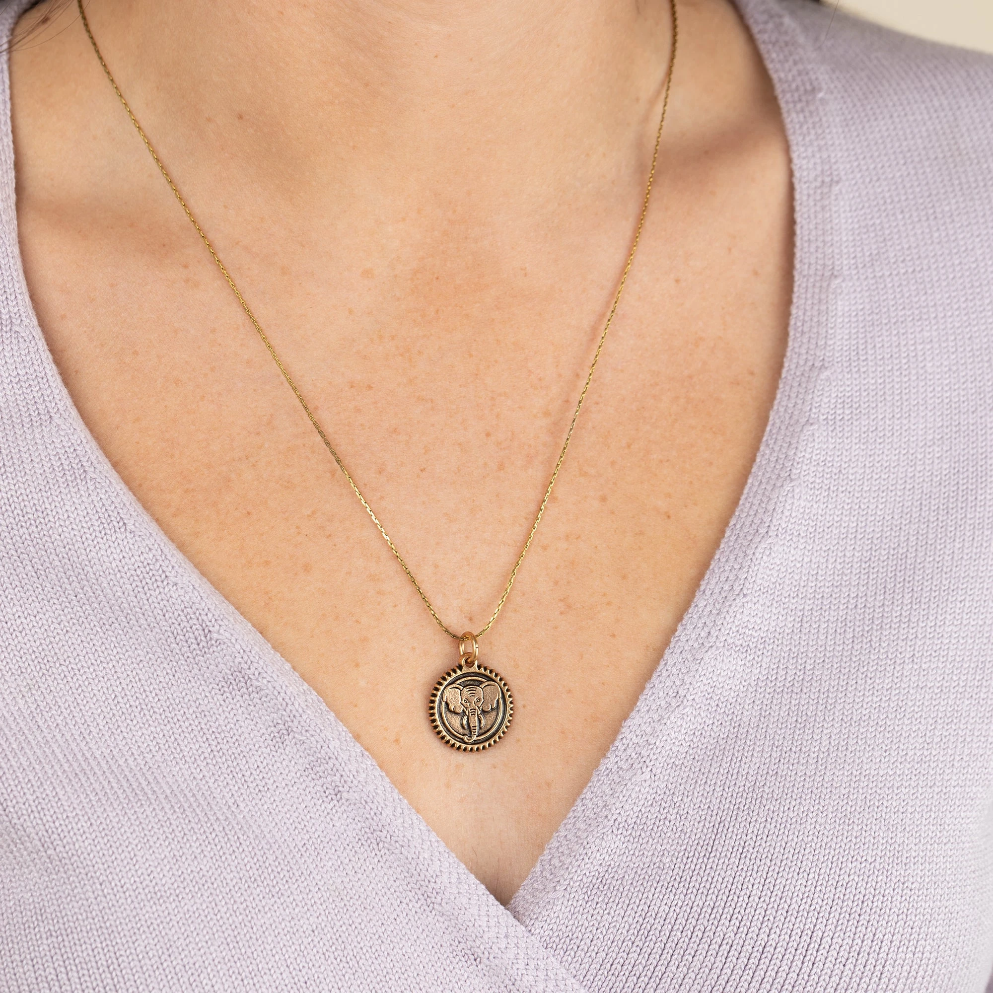 Elephant Embossed Charm Necklace 7 Elephant Embossed Charm Necklace - Image 5