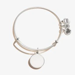 Engravable Circle Charm Bangle -Alex And Ani Bracelets Shop Engravable Circle Charm Bangle Rafaelian Silver Front EN21EWBRNDRS