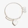 Engravable Heart Charm Bangle -Alex And Ani Bracelets Shop Engravable Heart Charm Bangle Shiny Silver Front EN21EWBHRTSS