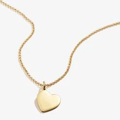 Engravable Heart Charm Necklace, 21'' 18 Engravable Heart Charm Necklace, 21'' -Alex And Ani Bracelets Shop Engravable Heart Charm Necklace Shiny Gold Front EN21ENHRTSG