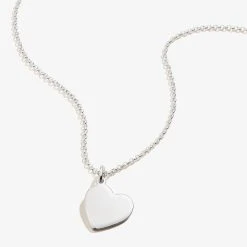 Engravable Heart Charm Necklace, 21'' 14 Engravable Heart Charm Necklace, 21'' -Alex And Ani Bracelets Shop Engravable Heart Charm Necklace Shiny Silver Front EN21ENHRTSS