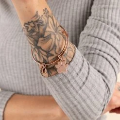 Engravable Paw Print Charm Bangle -Alex And Ani Bracelets Shop Engravable Paw Print Charm Bangle Shiny Rose Gold Model EN21EWBPWSR