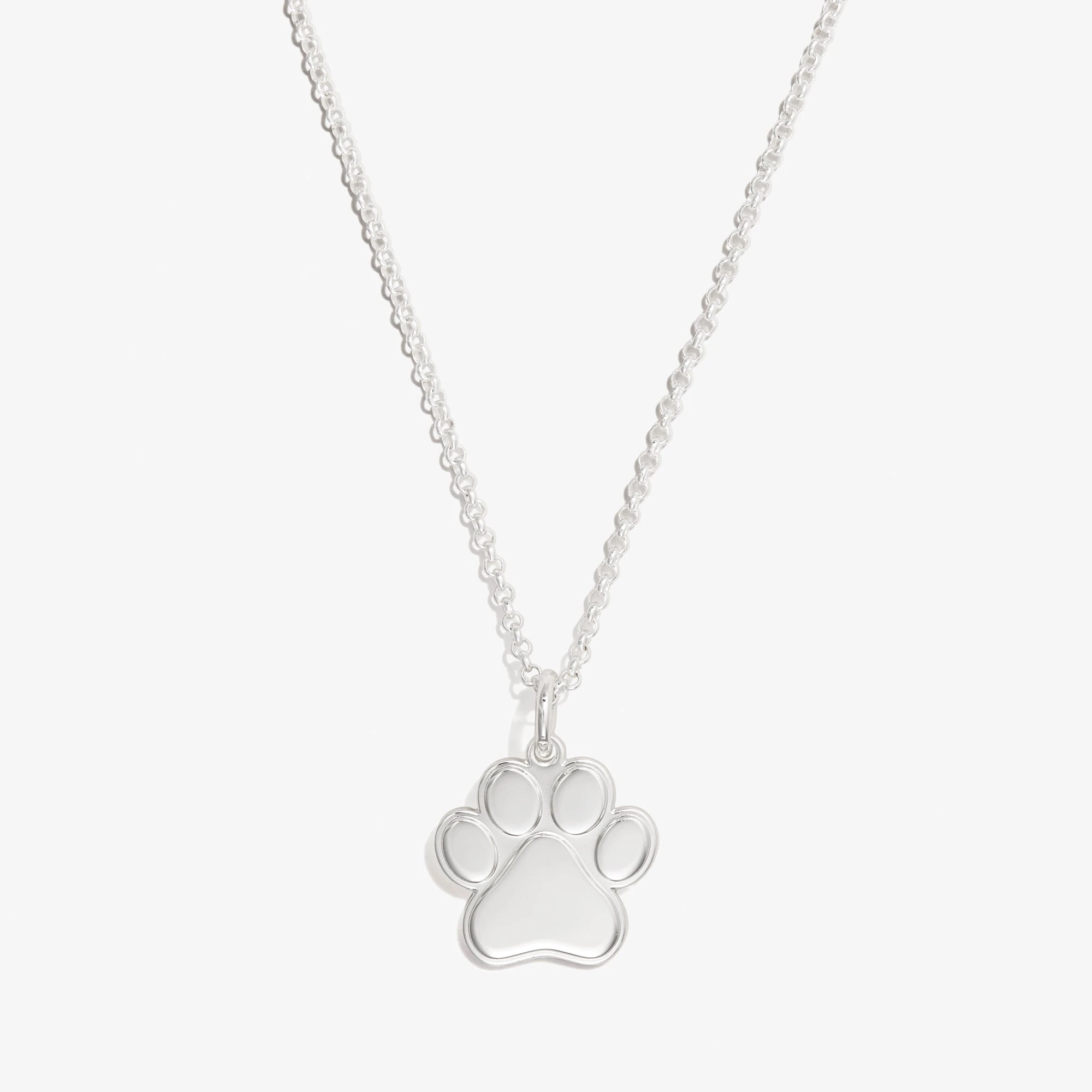 Engravable Paw Print Charm Necklace, 21'' 3 Engravable Paw Print Charm Necklace, 21''