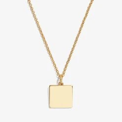 Engravable Square Charm Necklace, 21'' -Alex And Ani Bracelets Shop Engravable Square Charm Necklace Shiny Gold Front02 EN21ENSQSG
