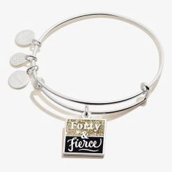 'Forty & Fierce' Charm Bangle -Alex And Ani Bracelets Shop Forty Fierce Charm Bangle Silver Front A21EB40SS