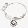 Four Leaf Clover Charm Bangle, 'Sweet Serendipity' 1 Four Leaf Clover Charm Bangle, 'Sweet Serendipity' -Alex And Ani Bracelets Shop Four Leaf Clover Sweet Serendipity Charm Bangle Silver Front A21EBFLCRS