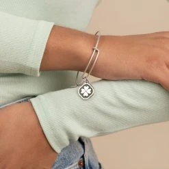 Four Leaf Clover Charm Bangle, 'Sweet Serendipity' 10 Four Leaf Clover Charm Bangle, 'Sweet Serendipity' -Alex And Ani Bracelets Shop Four Leaf Clover Sweet Serendipity Charm Bangle Silver Model A21EBFLCRS