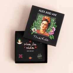 Frida Kahlo Portrait Charm Bangle Bracelet -Alex And Ani Bracelets Shop Frida Kahlo Portrait Charm Bangle Gold Packaging 1 AS21EBFK2RG