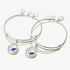 Mother Daughter Charm Bangles, Set Of 2 -Alex And Ani Bracelets Shop Friend Mentor Charm Bangle Set 2 Silver A21MDAYSETSS