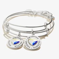 Mother Daughter Charm Bangles, Set Of 2