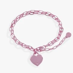 Heart Charm Double Paperclip Chain Bracelet