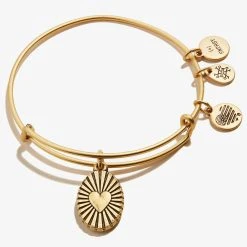 Heart Embossed Charm Bangle 11 Heart Embossed Charm Bangle -Alex And Ani Bracelets Shop Heart Embossed Charm Bangle Gold Front A21EBLOVERG