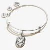 Heart Embossed Charm Bangle 1 Heart Embossed Charm Bangle -Alex And Ani Bracelets Shop Heart Embossed Charm Bangle Silver Front A21EBLOVERS