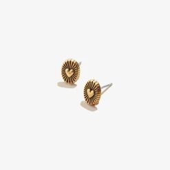Heart Embossed Stud Earrings -Alex And Ani Bracelets Shop Heart Embossed Stud Earrings Gold Front A21ELOVERG