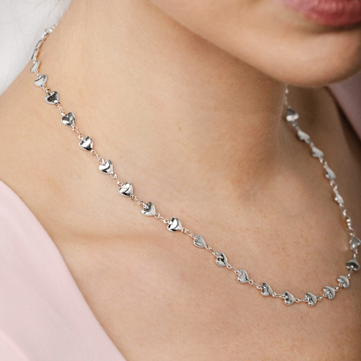 Heart Chain Necklace 4 Heart Chain Necklace - Image 2