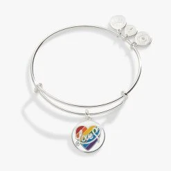 LOVE Rainbow Heart Charm Bangle
