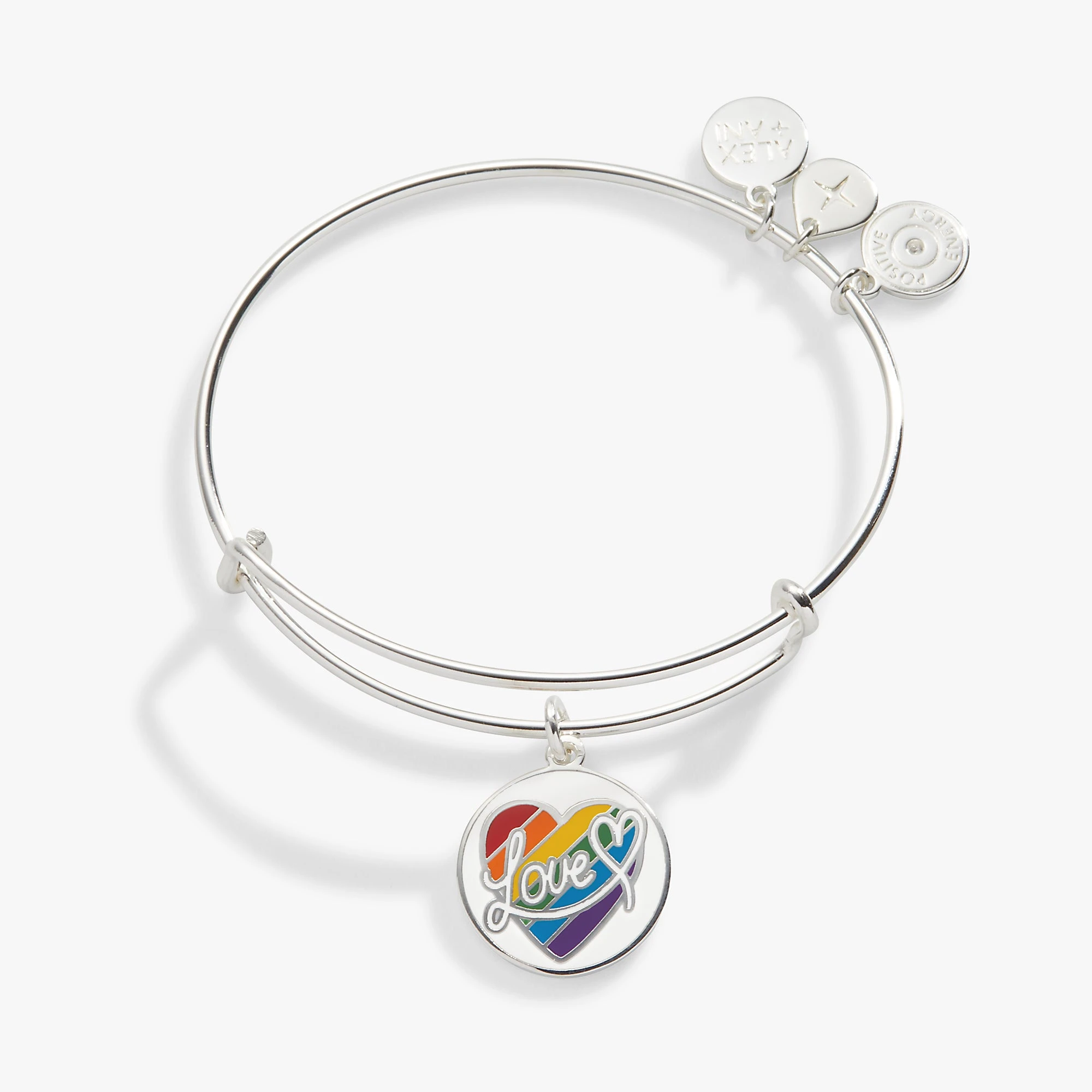LOVE Rainbow Heart Charm Bangle 3 LOVE Rainbow Heart Charm Bangle