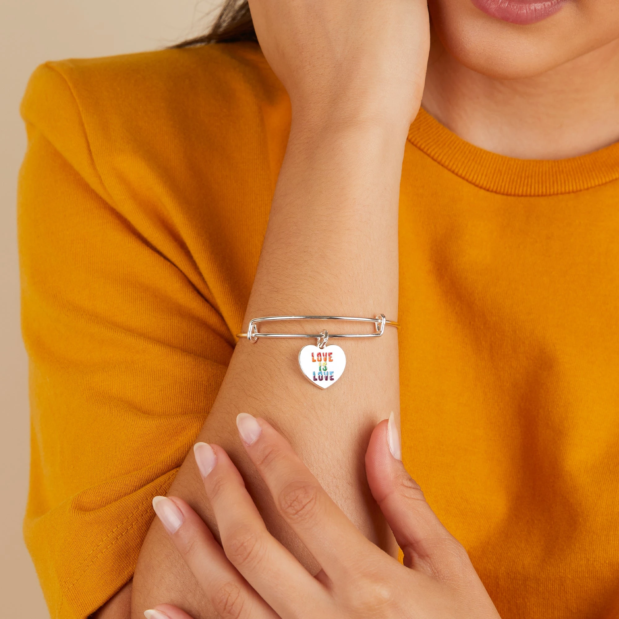 'Love Is Love' Charm Bangle 4 'Love Is Love' Charm Bangle - Image 2