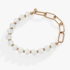 Moonstone Beaded And Chain Adjustable Bracelet